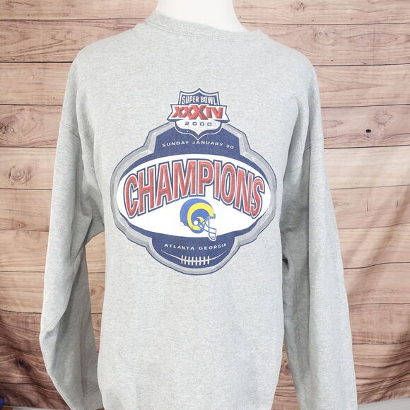 VINTAGE ST LOUIS RAMS SUPER BOWL CHAMPIONS 2000 CREW NECK SWEATSHIRT SIZE 2XL - Picture 2 of 6